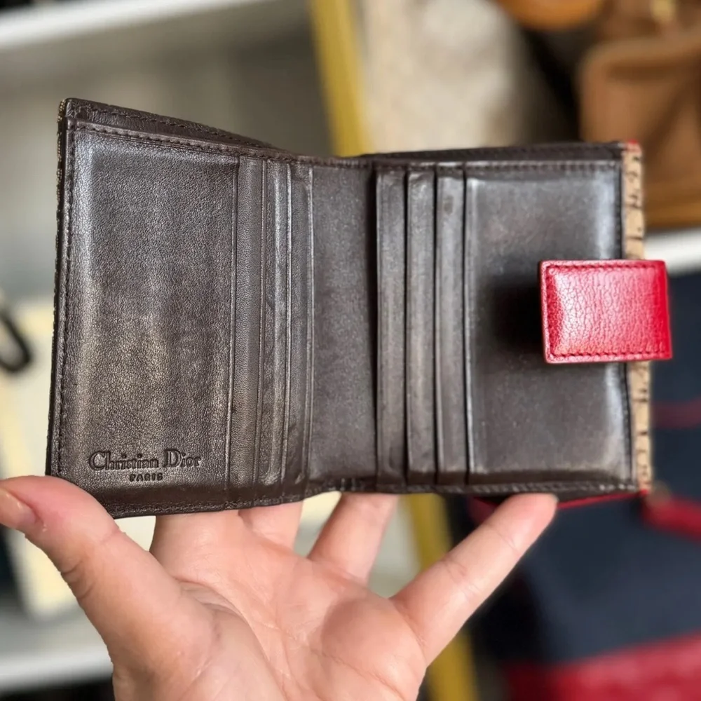Christian Dior Rasta Oblique Canvas & Leather Bi-Fold Wallet Vintage Authentic - Picture 4 of 7